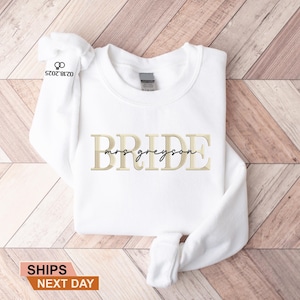 Felpa personalizzata ricamata per sposa, felpa per matrimonio e fidanzamento, maglioni girocollo per sposa, regalo per futura sposa, regalo di nozze per lei