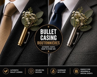Bullet Casing Boutonniere | Hunting Wedding Boutonniere | Rifle Shell Boutonniere | Groomsmen Boutonniere | Rustic Wedding | Hunter Wedding