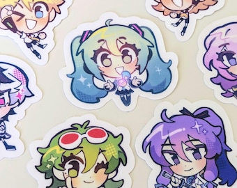 Vocaloid Project Sekai Stickers Hatsune Miku Kagamine Rin Len Megurine Luka Gumi Kamui Gakupo VFlower 2&quot; Vinyl Waterproof Laminated Shiny