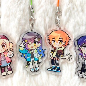 Llavero acrílico con diseño de chibi para teléfono del Proyecto Sekai VBS