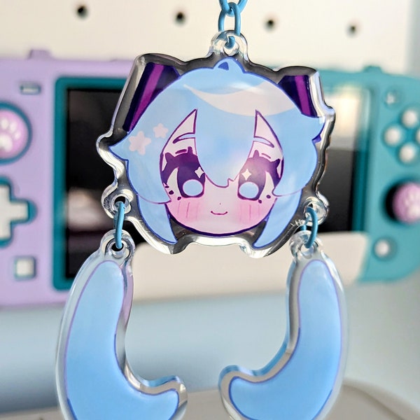 Hatsune Miku Vocaloid Cute Chibi Twintails Connector Linked Acrylic Charm Keychain