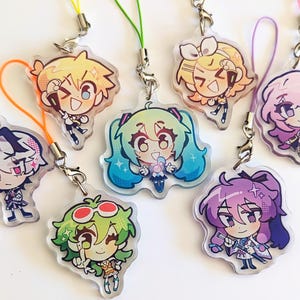 Vocaloid Project Sekai Hatsune Miku Kagamine Rin Len Megurine Luka Gumi Kamui Gakupo VFlower 2&quot; Phone Charm Cute Mini Epoxy Acrylic Keychain