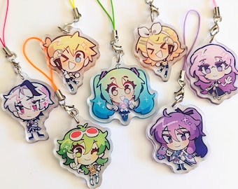 Vocaloid Project Sekai Hatsune Miku Kagamine Rin Len Megurine Luka Gumi Kamui Gakupo VFlower 2&quot; Phone Charm Cute Mini Epoxy Acrylic Keychain