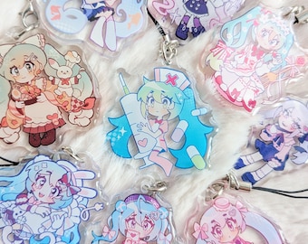 Hatsune Miku Vocaloid Chibi Acrylic Charm | Various Outfits (1.75 inch)