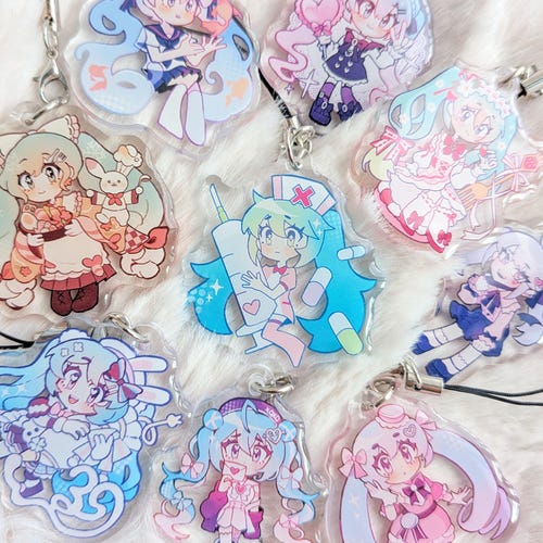 Hatsune Miku Vocaloid Chibi Acrylic Charm | Various Outfits (1.75 inch)