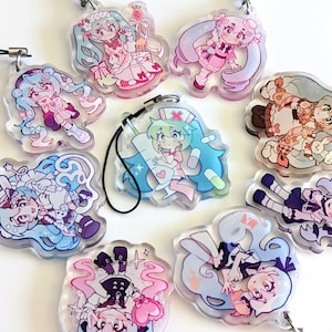 Hatsune Miku Vocaloid Project Sekai 1,75 pouces breloque pour téléphone en acrylique Mignon Chibi Mini porte-clés époxy Gacha Blind Box Sac mystère