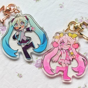 Hatsune Miku Vocaloid Project Sekai Cute Chibi Acrylic Charm Keychains (Original/Sakura)