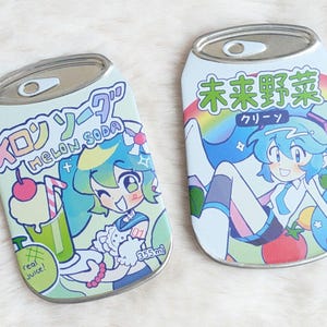 Hatsune Miku Melonläsk/PoPiPo Grönsaksjuice - Vocaloid Soda Burkformad Nål/Knapp/Märke