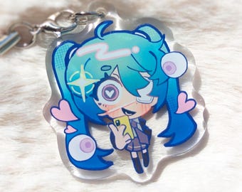 Hatsune Miku Vocaloid Monitoring DECO*27 Phone charm 1.75&quot; Cute Chibi Epoxy Acrylic Charm Mini Keychain