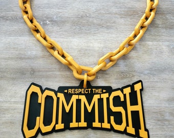RESPECT THE COMMISH Large Sports Big Large Chain Necklace