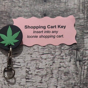 Marijuana, Pot Leaf, Cannabis, Hashish, Ganja, Hemp, Kef Shopping Cart Key or Loonie Replacement