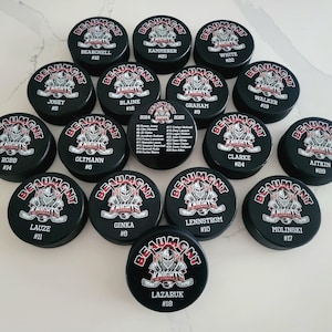 ROSTER Color Hockey Puck, Year End Player Coach Gift, Team Logo Sport Gift, Personalized Ice Hockey Pucks, Team Memorabilia, UV printed image 15