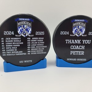ROSTER Color Hockey Puck, Year End Player Coach Gift, Team Logo Sport Gift, Personalized Ice Hockey Pucks, Team Memorabilia, UV printed image 10