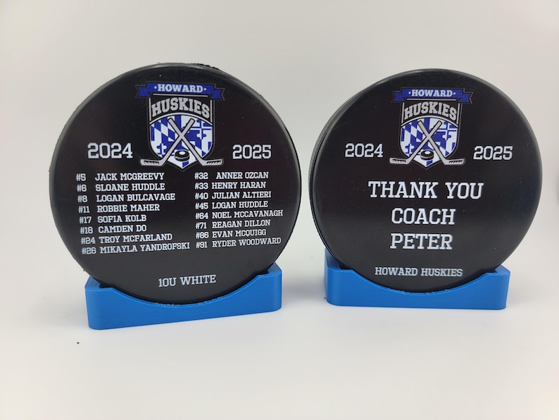 ROSTER Color Hockey Puck, Year End Player Coach Gift, Team Logo Sport Gift, Personalized Ice Hockey Pucks, Team Memorabilia, UV printed image 10