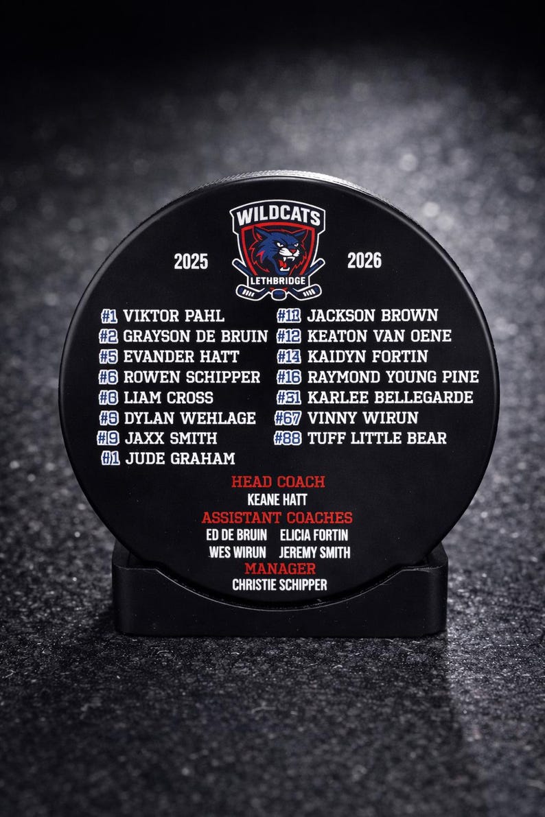 Custom Color Hockey Puck, Year End Player Coach Gift, Team Logo Sport Gift, Personalized Ice Hockey Pucks, Team Memorabilia, UV printed image 2