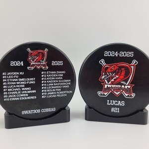 ROSTER Color Hockey Puck, Year End Player Coach Gift, Team Logo Sport Gift, Personalized Ice Hockey Pucks, Team Memorabilia, UV printed image 12