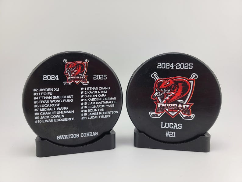 ROSTER Color Hockey Puck, Year End Player Coach Gift, Team Logo Sport Gift, Personalized Ice Hockey Pucks, Team Memorabilia, UV printed image 12