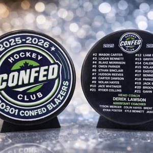 Custom Color Hockey Puck, Year End Player Coach Gift, Team Logo Sport Gift, Personalized Ice Hockey Pucks, Team Memorabilia, UV printed