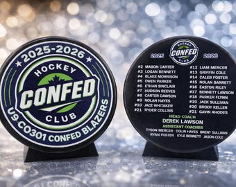 Custom Color Hockey Puck, Year End Player Coach Gift, Team Logo Sport Gift, Personalized Ice Hockey Pucks, Team Memorabilia, UV printed