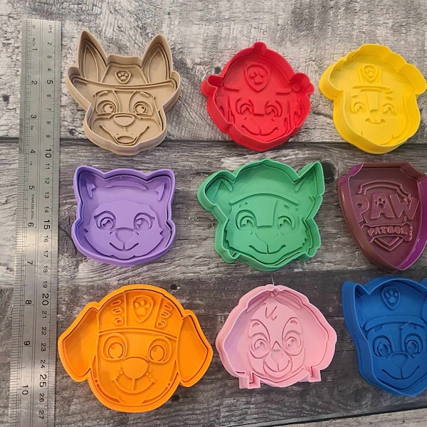 Chase, Skye, Everest, Rocky, Rubble, Tracker, Zuma and Marshall Inspired Cookie Cutters Paw