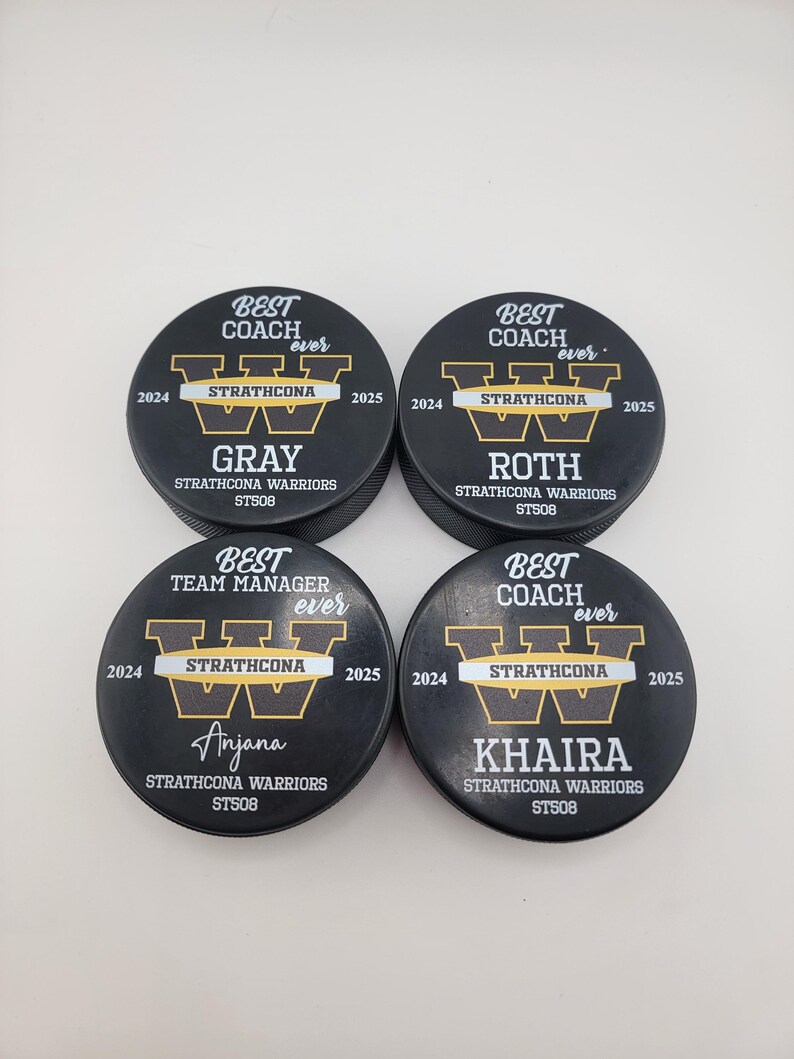 ROSTER Color Hockey Puck, Year End Player Coach Gift, Team Logo Sport Gift, Personalized Ice Hockey Pucks, Team Memorabilia, UV printed image 8