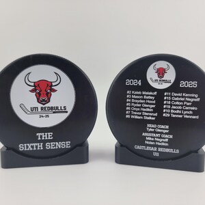 ROSTER Color Hockey Puck, Year End Player Coach Gift, Team Logo Sport Gift, Personalized Ice Hockey Pucks, Team Memorabilia, UV printed image 11