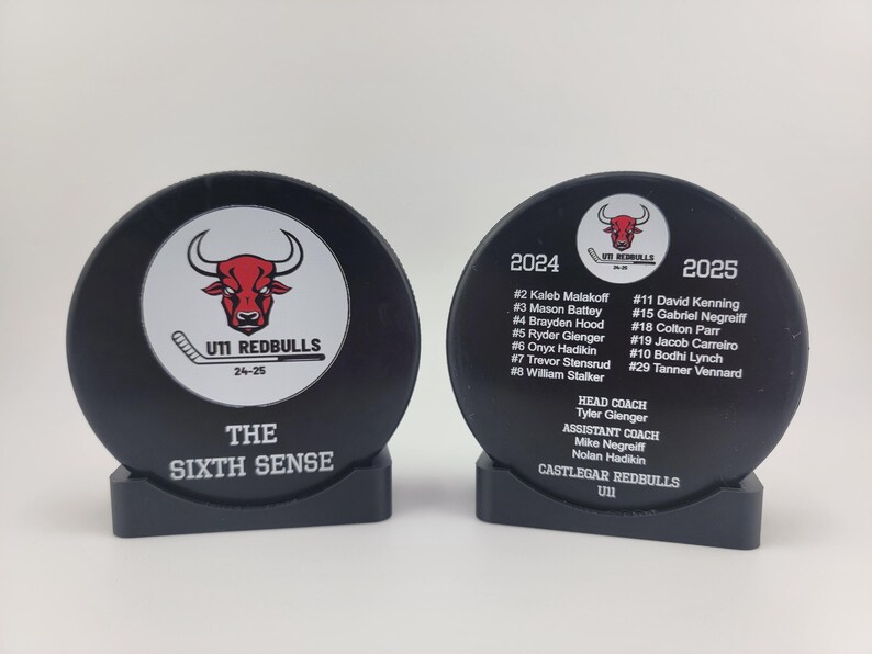 ROSTER Color Hockey Puck, Year End Player Coach Gift, Team Logo Sport Gift, Personalized Ice Hockey Pucks, Team Memorabilia, UV printed image 11