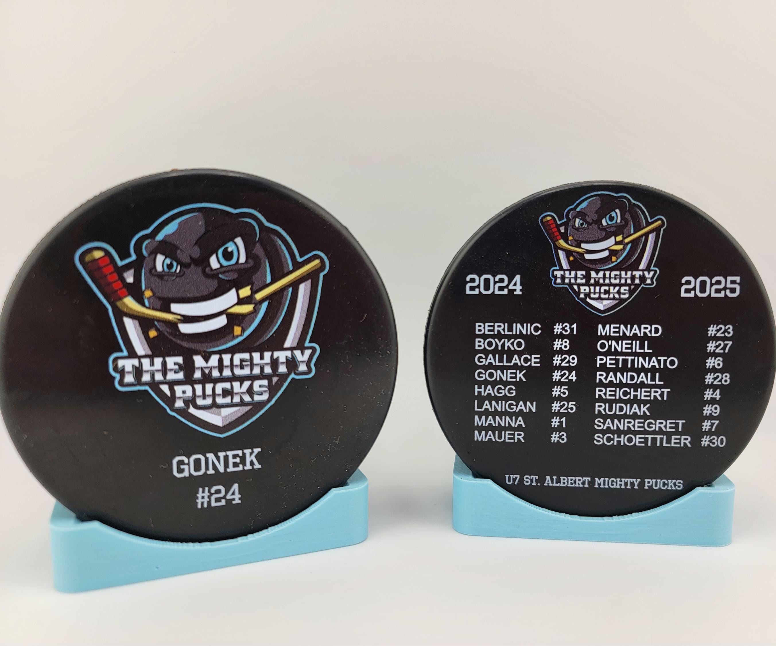 ROSTER Color Hockey Puck, Year End Player Coach Gift, Team Logo Sport ...