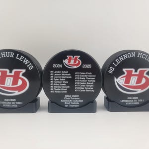 ROSTER Color Hockey Puck, Year End Player Coach Gift, Team Logo Sport Gift, Personalized Ice Hockey Pucks, Team Memorabilia, UV printed image 16
