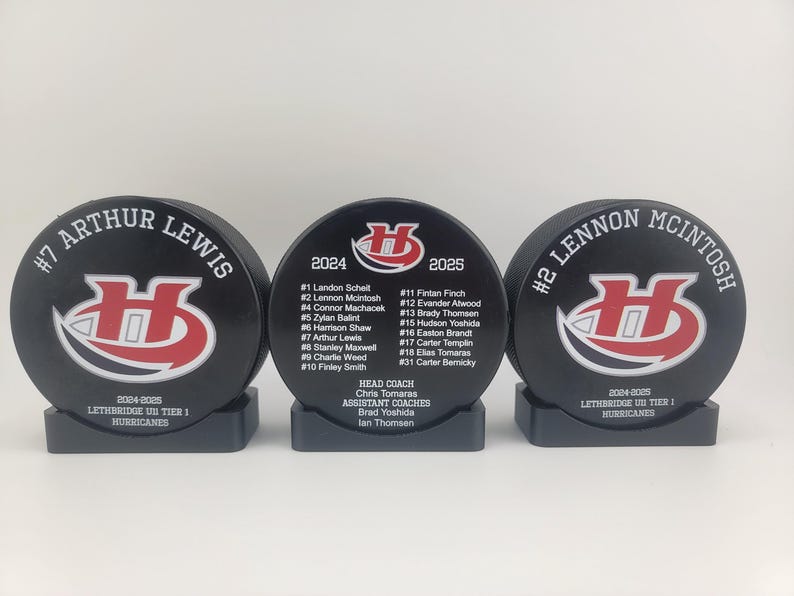 ROSTER Color Hockey Puck, Year End Player Coach Gift, Team Logo Sport Gift, Personalized Ice Hockey Pucks, Team Memorabilia, UV printed image 16