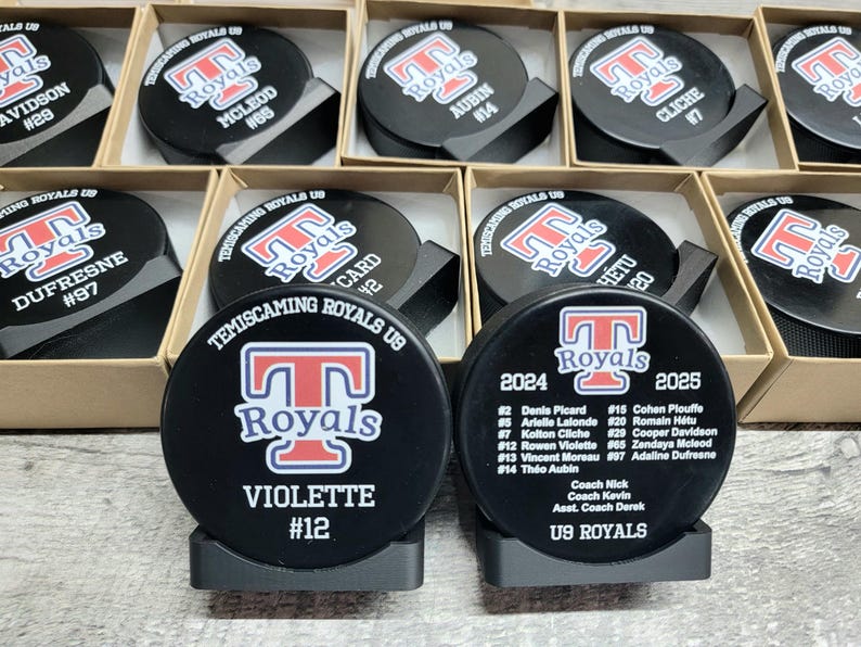 Custom Color Hockey Puck, Year End Player Coach Gift, Team Logo Sport Gift, Personalized Ice Hockey Pucks, Team Memorabilia, UV printed image 5