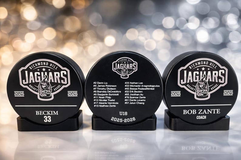 Custom Color Hockey Puck, Year End Player Coach Gift, Team Logo Sport Gift, Personalized Ice Hockey Pucks, Team Memorabilia, UV printed image 3