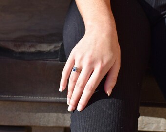 Blue Marble Ring, Lazurite ring, handmade, statement jewelry