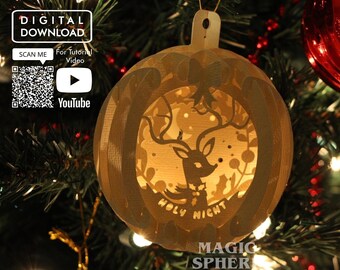 3D rendieren krans kerst ornament Papercraft sjabloon, Papercut SVG, pop-up kerstkaart sjabloon, pop-up bol SVG-sjabloon