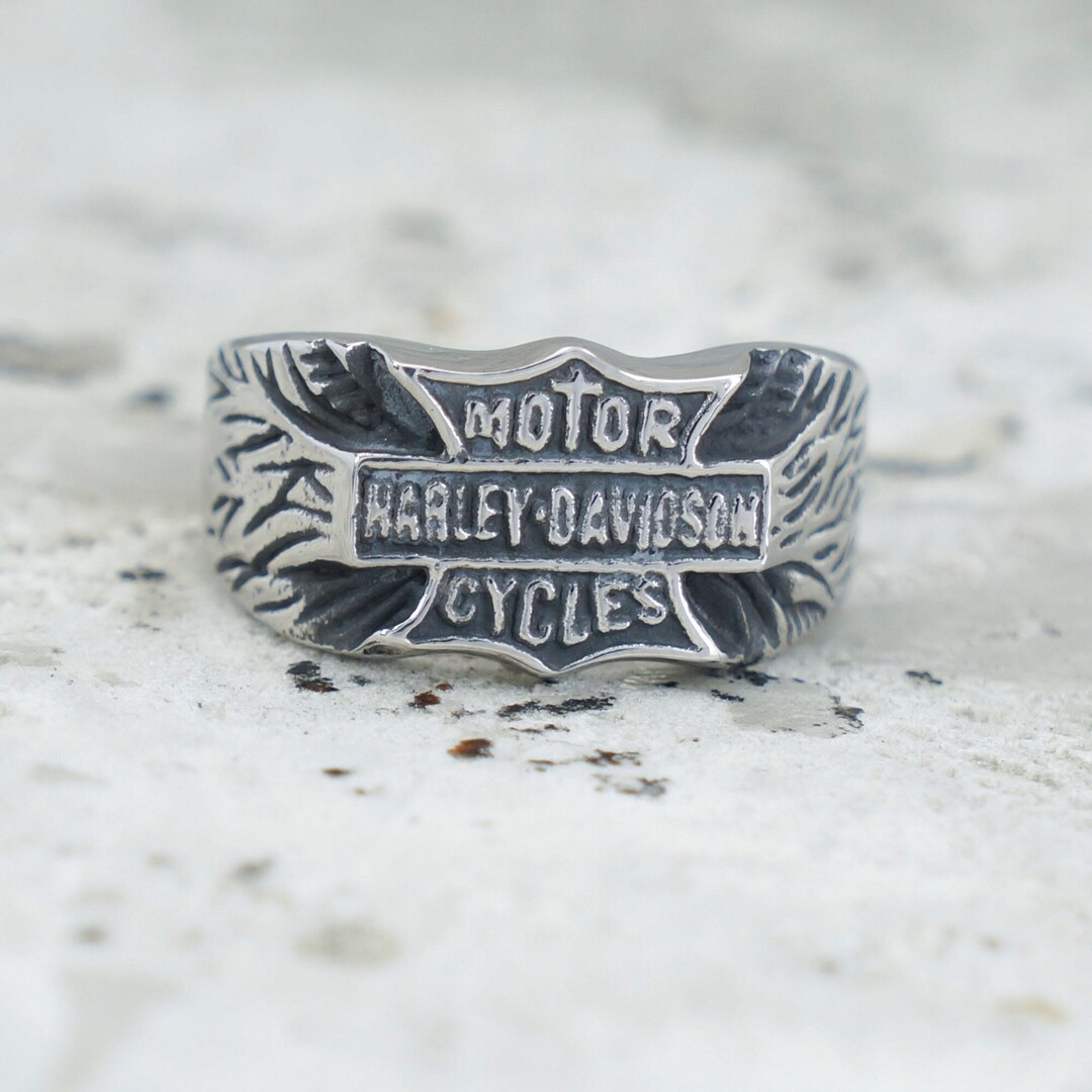 Distressed Silver Harley Ring,motorcycle Ring,harley Davidson Ring