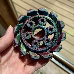 File STL per Fidget Spinner con ingranaggio planetario a dente di sega, file per stampa 3D di Fidget Spinner con ingranaggio meccanico, file per stampa 3D di giroscopio a punta di dito con ingranaggio