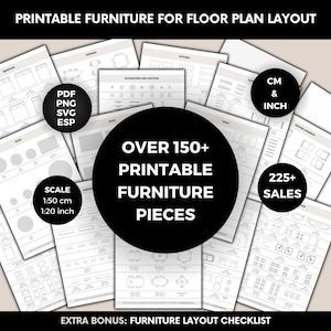 Printable Scale Furniture Templates Interior Design 1:50 Scale DIY Miniature Furniture Cutouts For Floor Plan Layouts Home Decor Planning