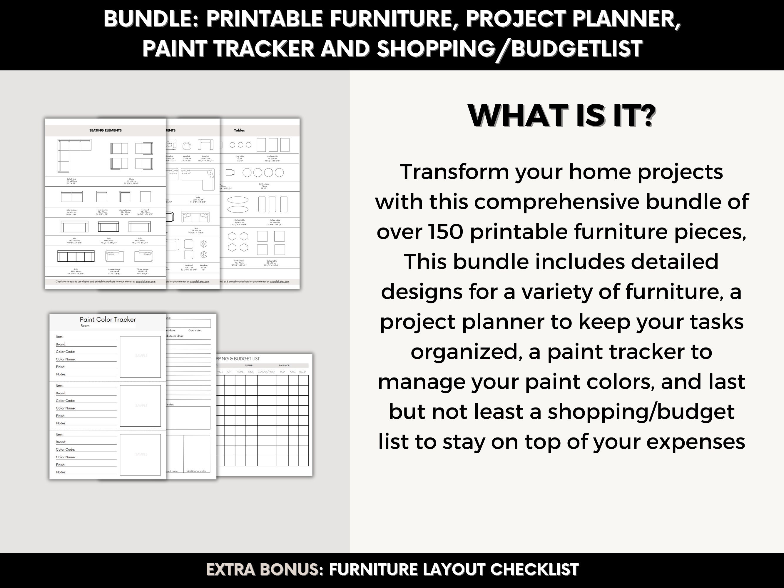 Printable Scale Furniture Templates, Project Planner, Shopping Budget ...