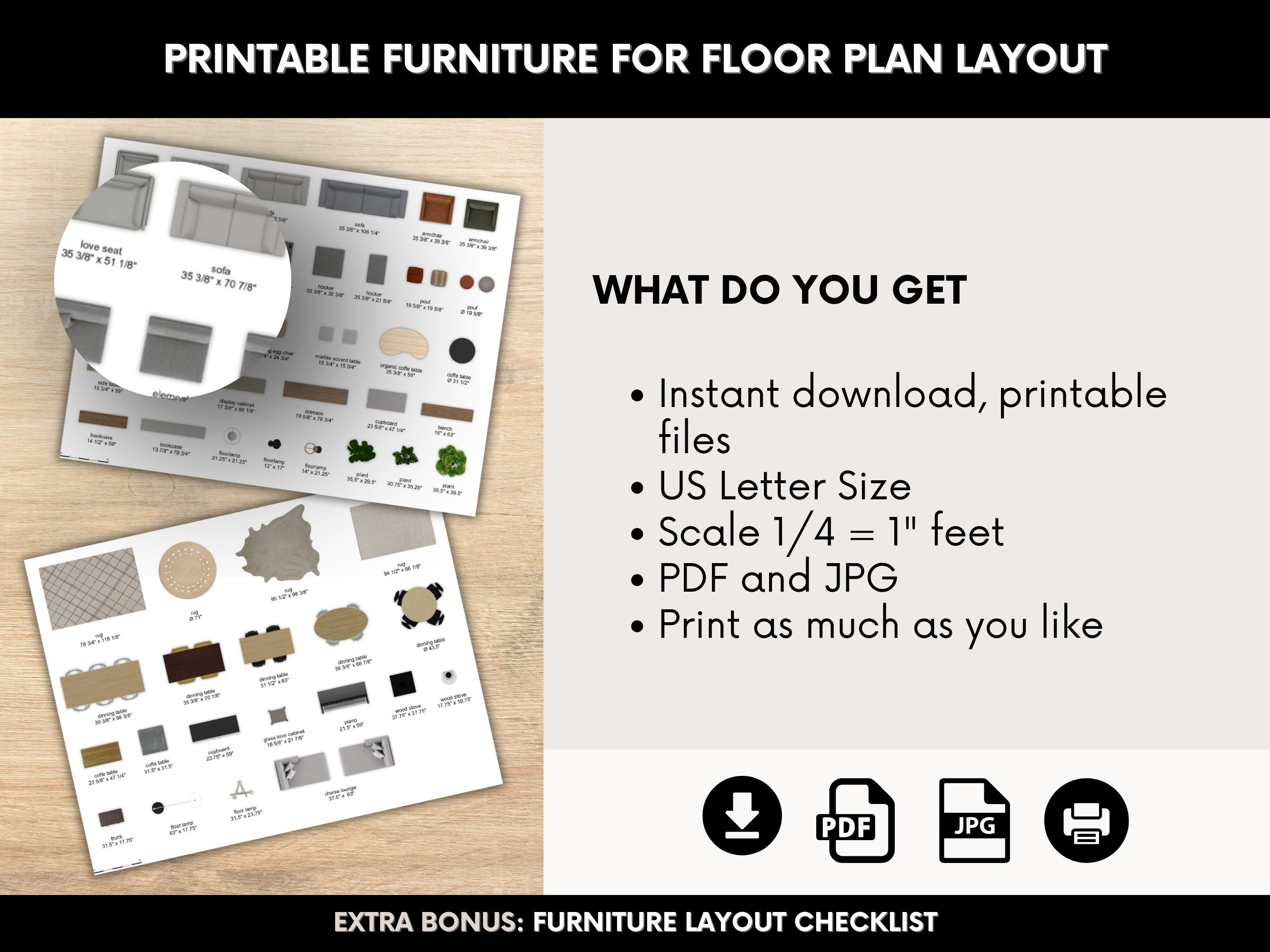 Furniture Printable Template Kit, DIY Floor Plan Kit, Furniture Layout ...