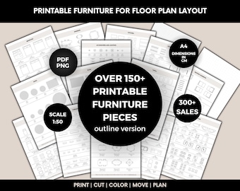 Printable 1:50 Scale Furniture Templates | Room Layout Planner, Outline Edition