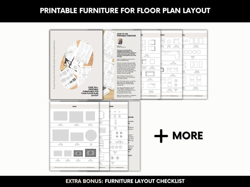 Printable Scale Furniture Templates, DIY Custom Floor Plan Design, Home