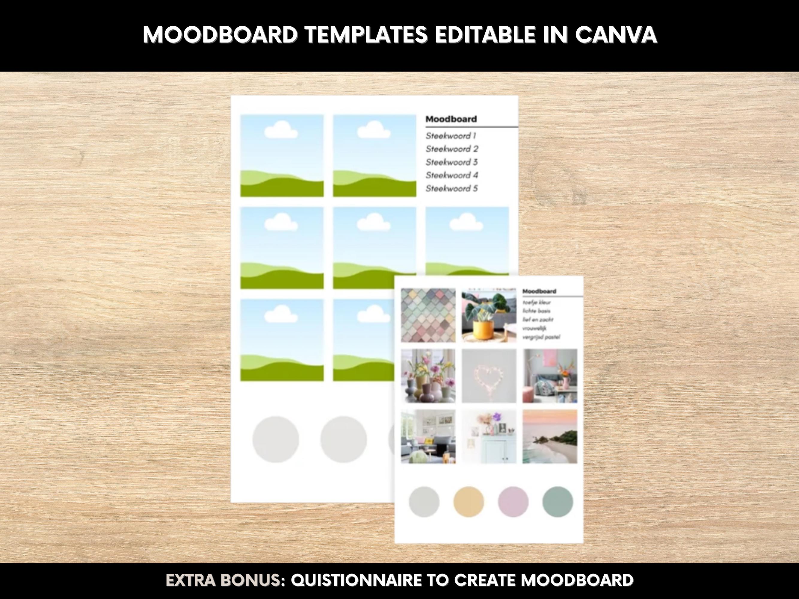 Interior Moodboard Template for Canva | Editable Mood Board Kit ...