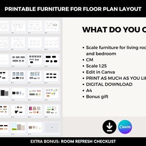 Editable Furniture Template Kit, DIY Floor Plan & Room Design in Canva, Canva Design Kit, Editable Floor Plan Furniture, DIY Home Design,