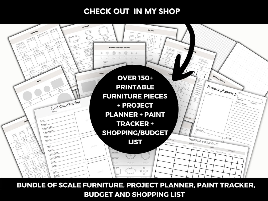 Printable Scale Furniture Templates Interior Design 1:50 Scale DIY ...