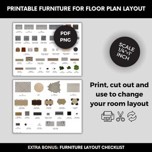 Printable Scale Furniture Cutouts For Living Room Floorplan, Living Room Design Kit, living room Furniture Arrangement Printable, Space Plan