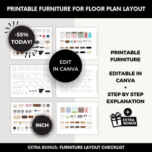 Furniture Plan Rooms, Customizable Printable and Editable Furniture Floor Plan Templates, Interior Design Solutions, Furniture Clipart DIY
