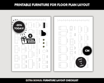 Printable Template Scale Furniture A4 Coloring Page Scale Furniture Floorplan 2D Change Living Room Change Bedroom Layout Scale 1 by 50 cm