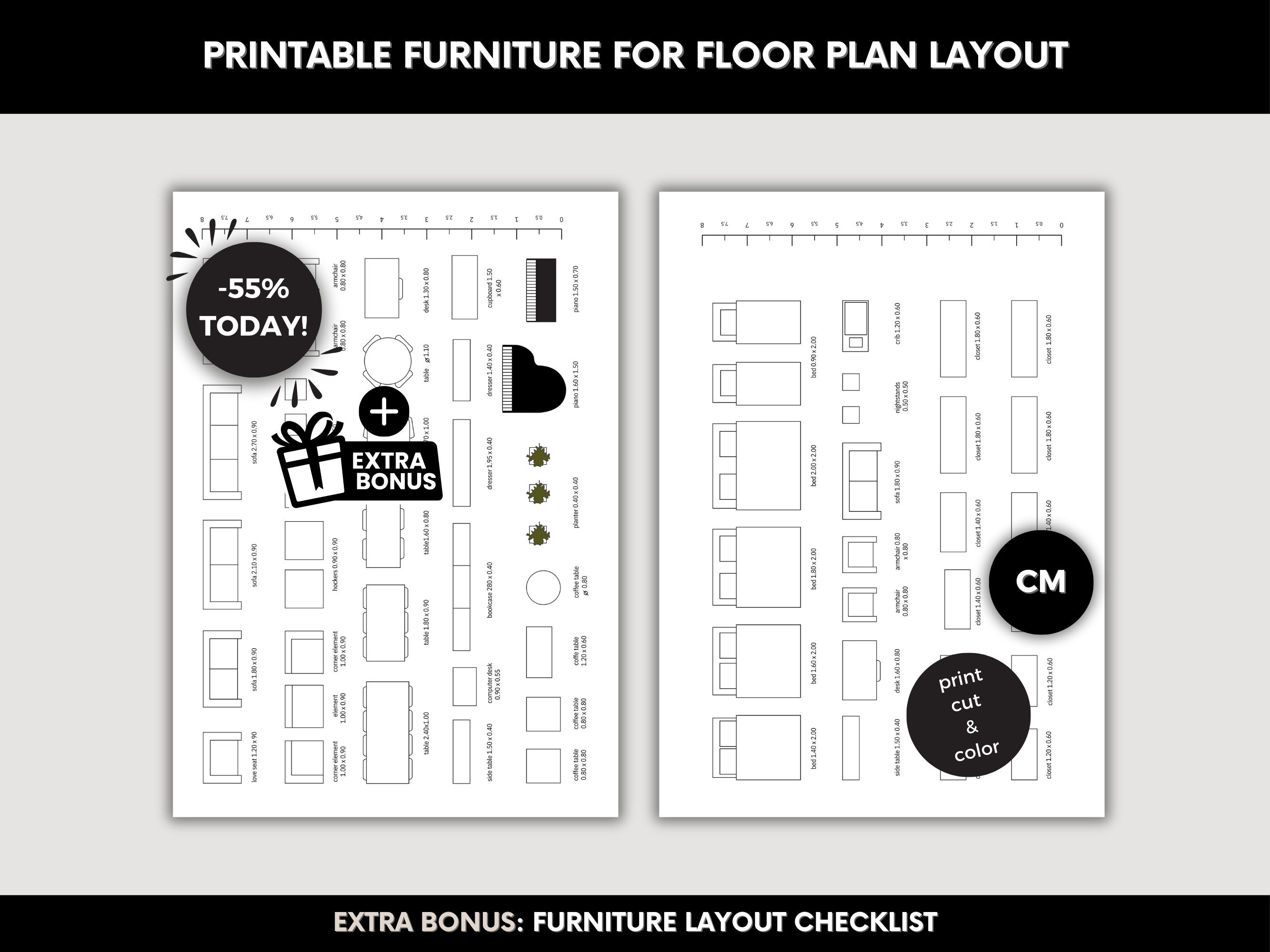 Printable Template Scale Furniture A4 Coloring Page Scale Furniture