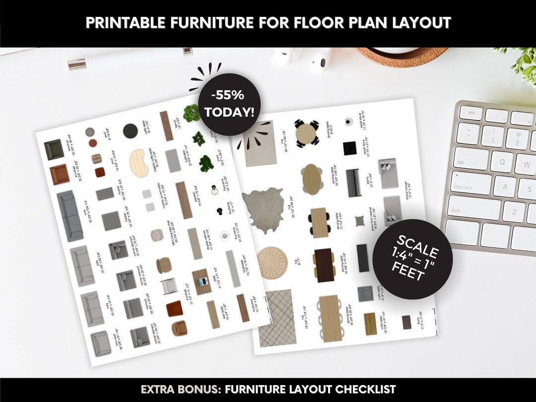Furniture Printable Template Kit, DIY Floor Plan Kit, Furniture Layout ...