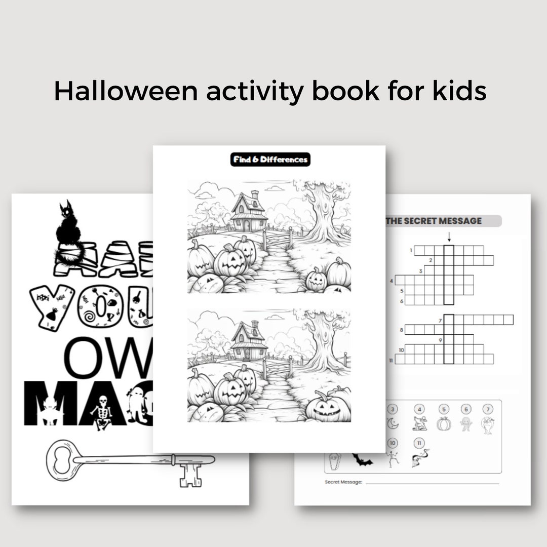 Halloween Activity Book for Kids Age 6 Instand Download - Etsy